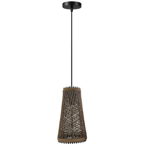 Lampe suspendue moderne en rotin, panier en osier, Kit de suspension de plafond ~ 1332