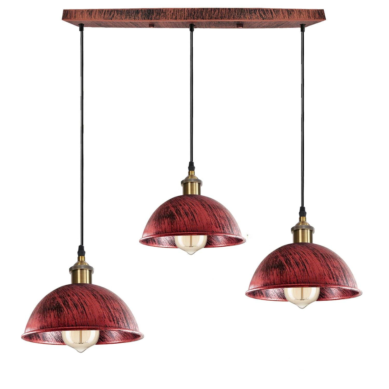 Vintage Industrial Retro 3Head Dome Ceiling Pendant Lamp Shade Light Kit