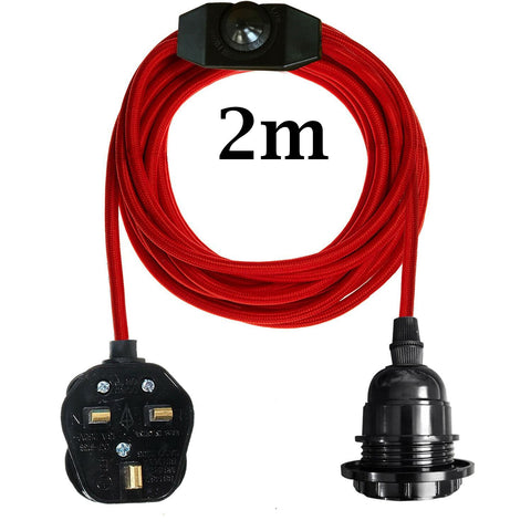 2M UK Plug-in Vintage E27 variateur tissu pendentif support de lumière avec ampoule gratuite ~ 1267