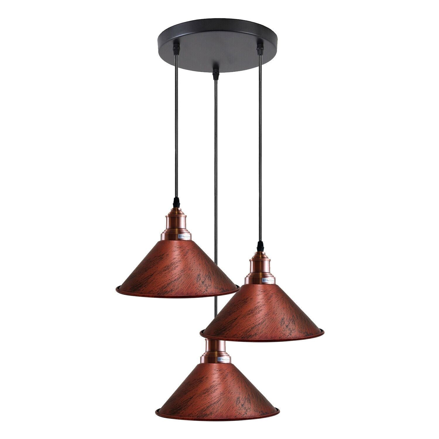 3 Head Ceiling Light, Multi Color Cluster Ceiling Hanging Lamp, Pendant Light Fixture with Cone Metal Shade~1302 - LEDSone UK Ltd