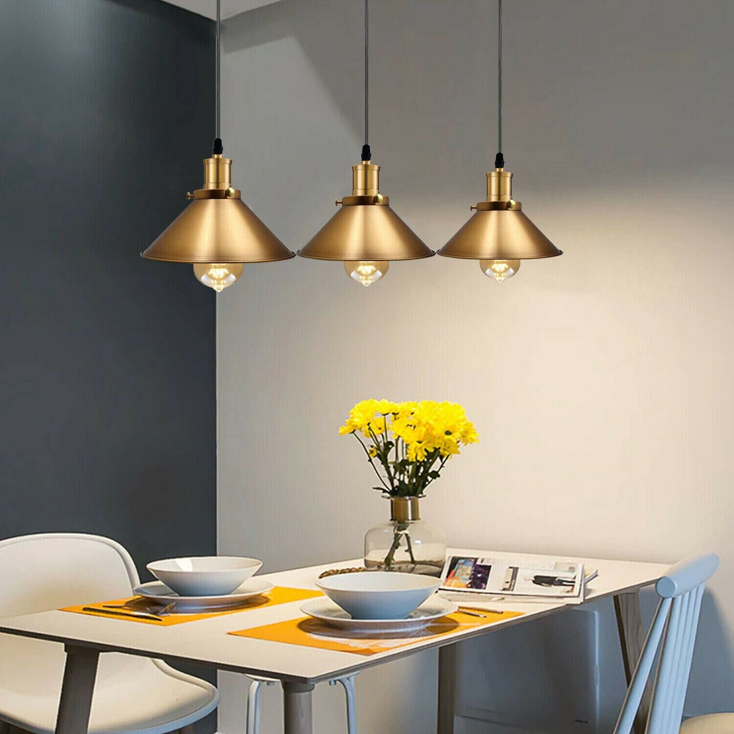 Modern Industrial Style Metal Cage Single Pendant Light Yellow brass Ceiling Light Fixture~1262 - LEDSone UK Ltd