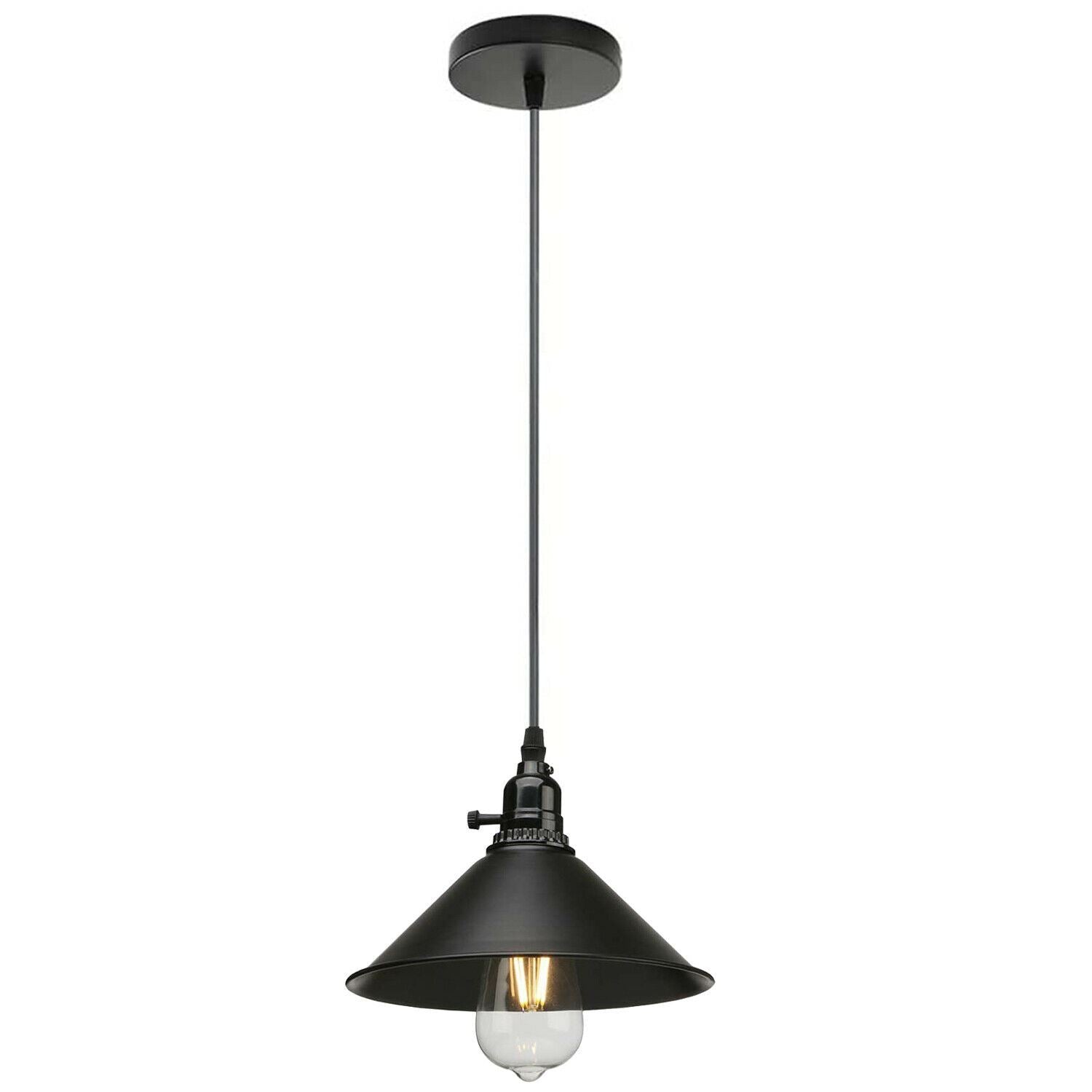 3 Way Vintage Black Ceiling Pendant Light Metal Retro Loft Hang Lampshade