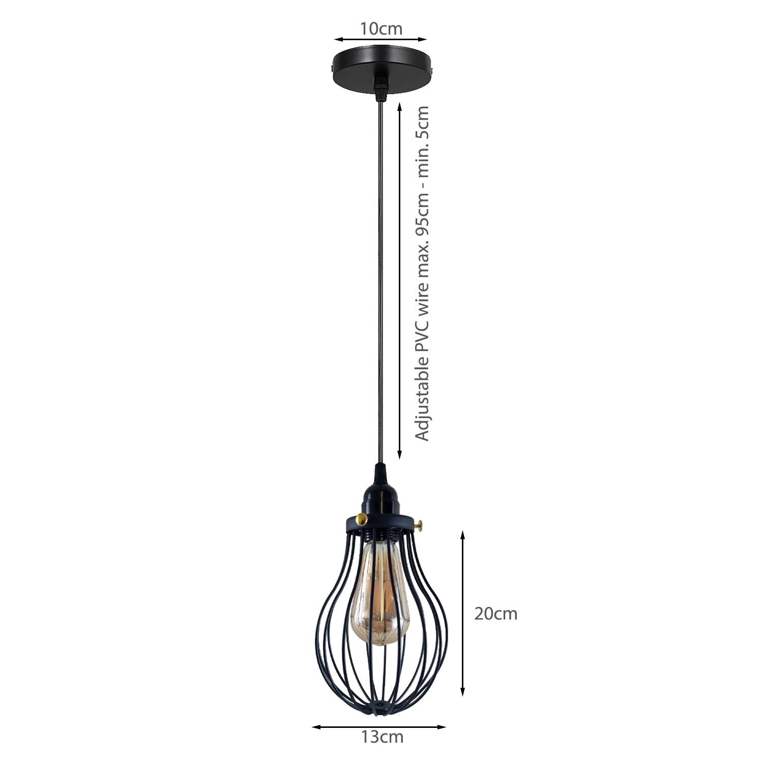 Retro Industrial Black Indoor Hanging Adjustable Pendant Light Big Vase Cage Ceiling Chandelier~3398 - LEDSone UK Ltd