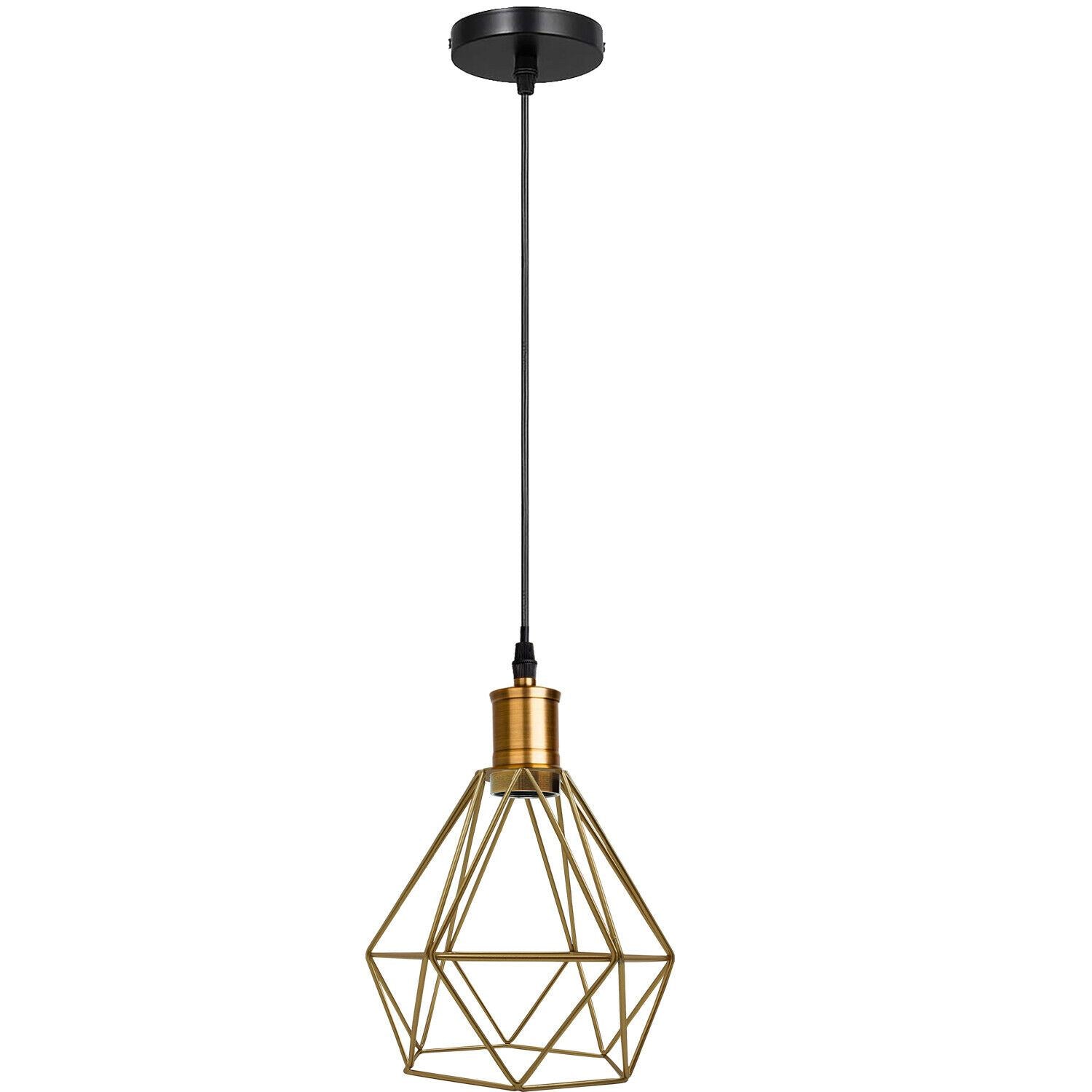 Modern Vintage Diamond Cage Ceiling Pendant Light Fitting 