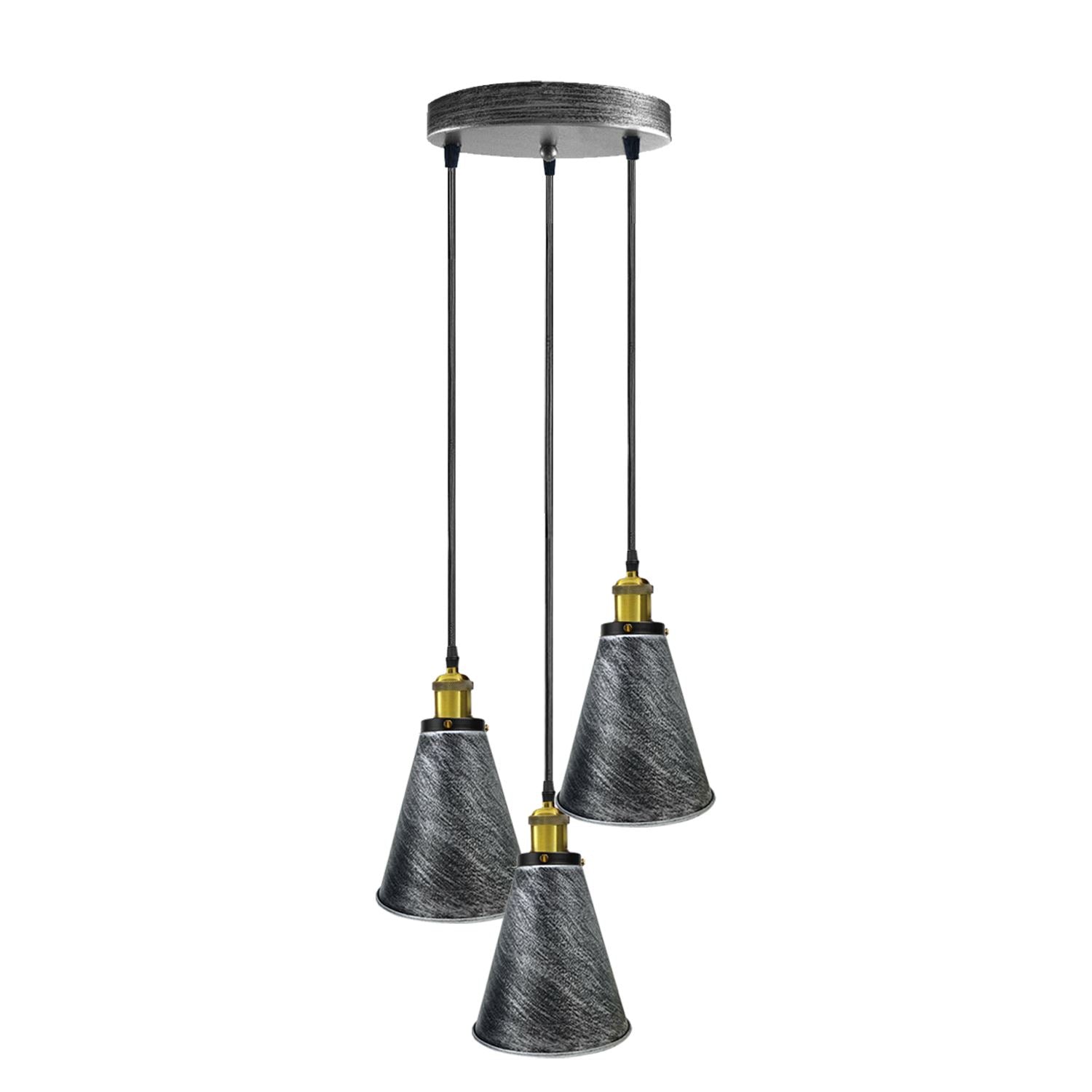 Retro Industrial 3- Head  Vintage Round Base Pendant  Celling light~3385 - LEDSone UK Ltd