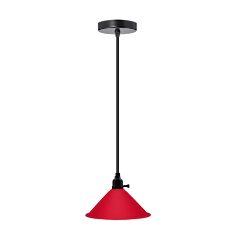 Plafonnier lustre abat-jour moderne rouge plat suspension ~ 3173