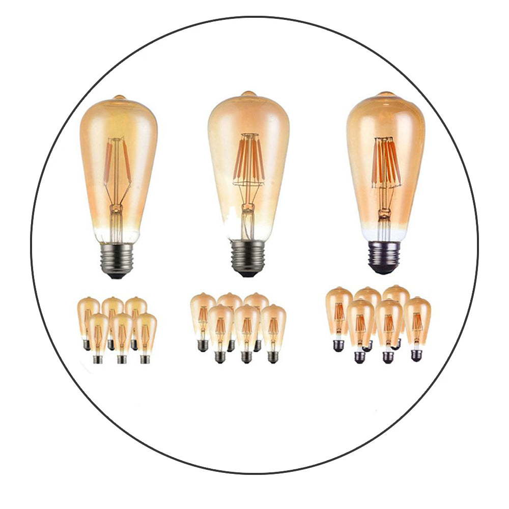 6 Pack Vintage E27 base Filament LED Edison Bulb Dimmable Decorative Industrial Light Bulbs - Shop for LED lights - Transformers - Lampshades - Holders | LEDSone UK