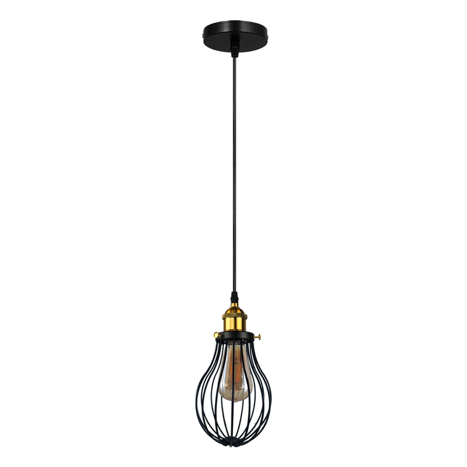 Modern Vintage Industrial Black Metal Wire Cage Loft Pendant Lamp Ceiling Light~3448 - LEDSone UK Ltd