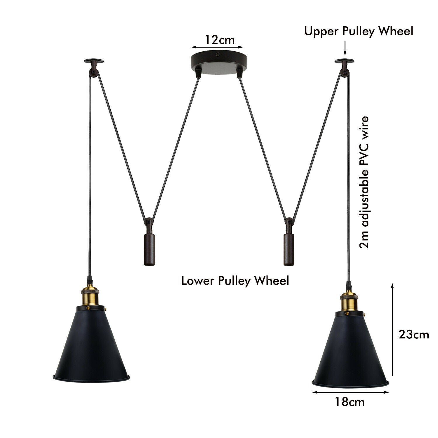 Retro Industrial Metal Cone Shape Bar Shade Black Ceiling Pendant Light~1125 - LEDSone UK Ltd