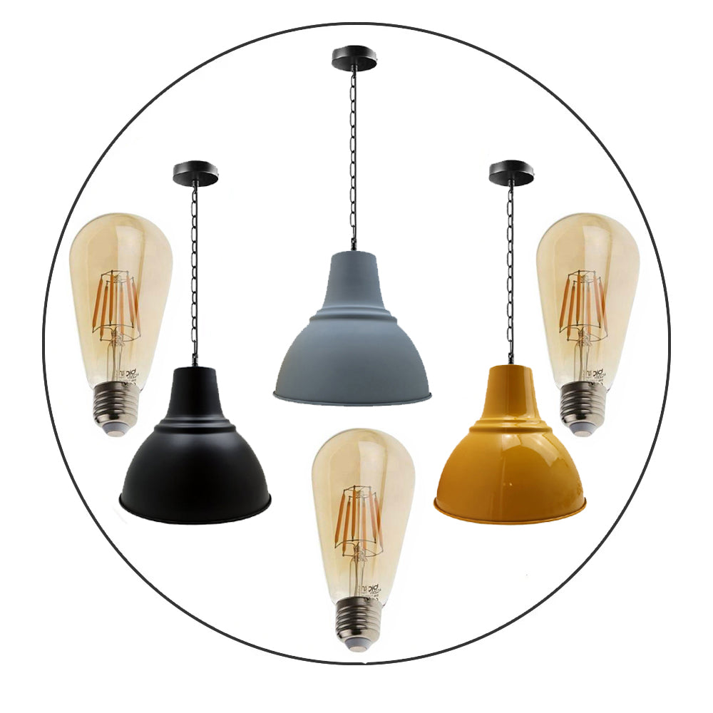 Modern Industrial Pendant Light Lamp Shade with FREE Bulbs Ceiling Light Lampshade LED Vintage~2251 - LEDSone UK Ltd