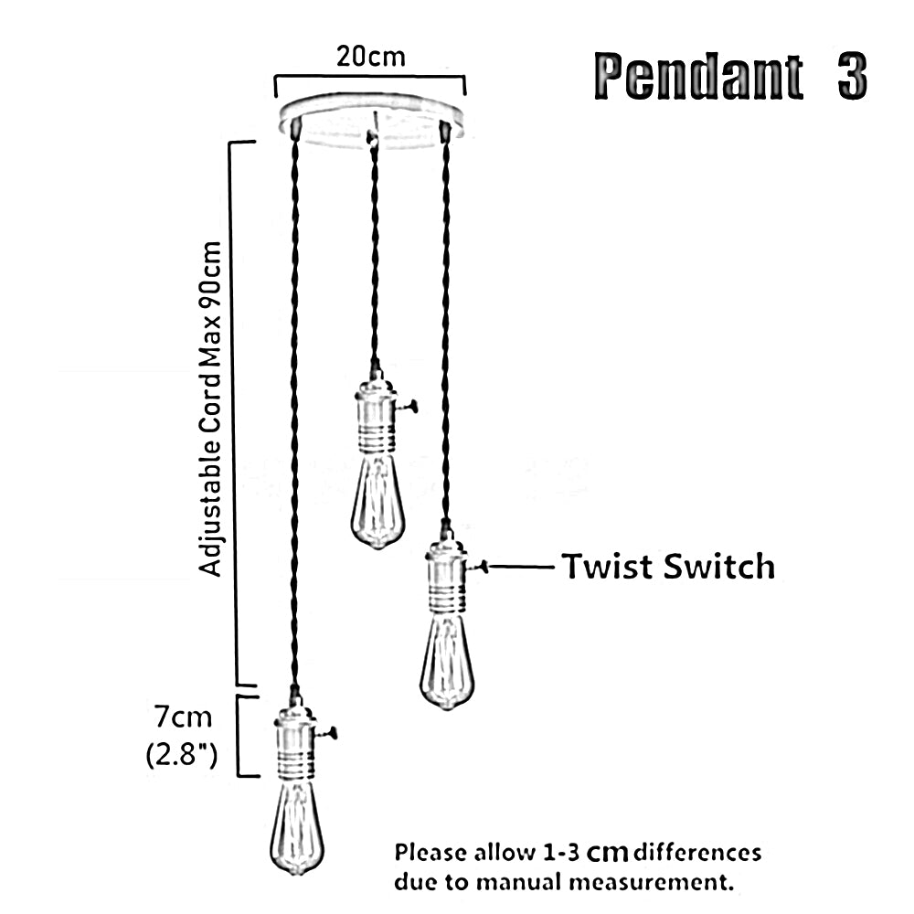 Vintage Ceiling Rose Pendant Braided Fabric Flex Lamp Holder Fitting 3 Light Kit~2128 - LEDSone UK Ltd