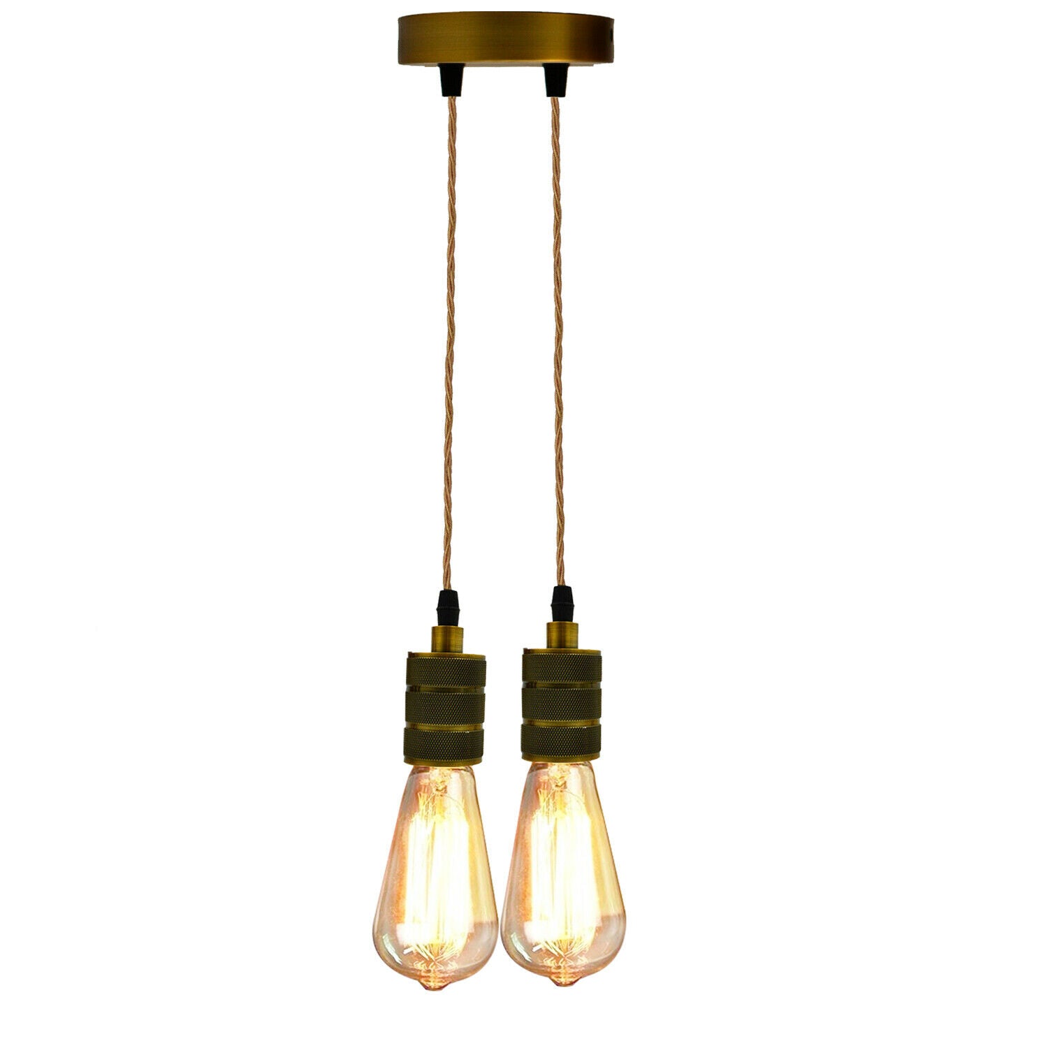 Ceiling Rose Industrial Pendant Light Fabric Flex 3Core Hanging Lamp Holder Kit~2059 - LEDSone UK Ltd