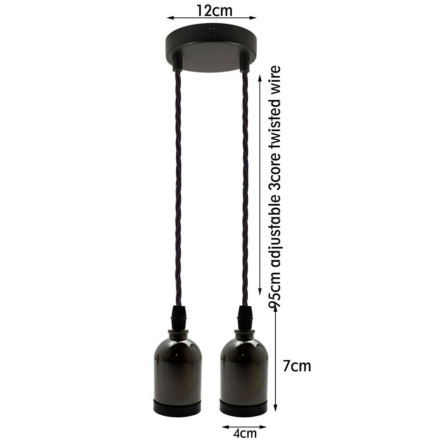 Black Multi Outlet E27 Metal Vintage Hanging Ceiling Pendant Lights~2058 - LEDSone UK Ltd