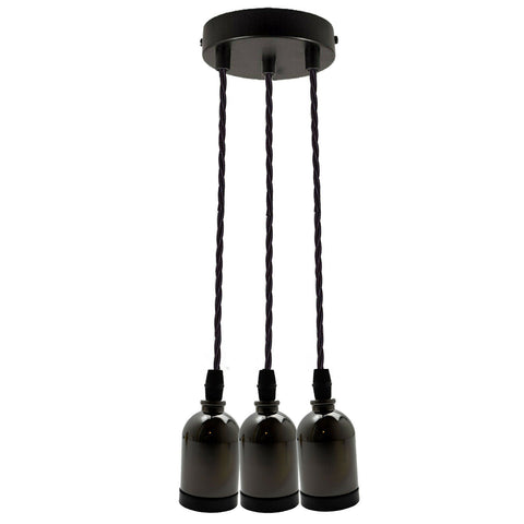 Moderne E27 Cluster Plafond Rose Suspension Tissu Flex Support De Lampe Raccord UK ~ 2057