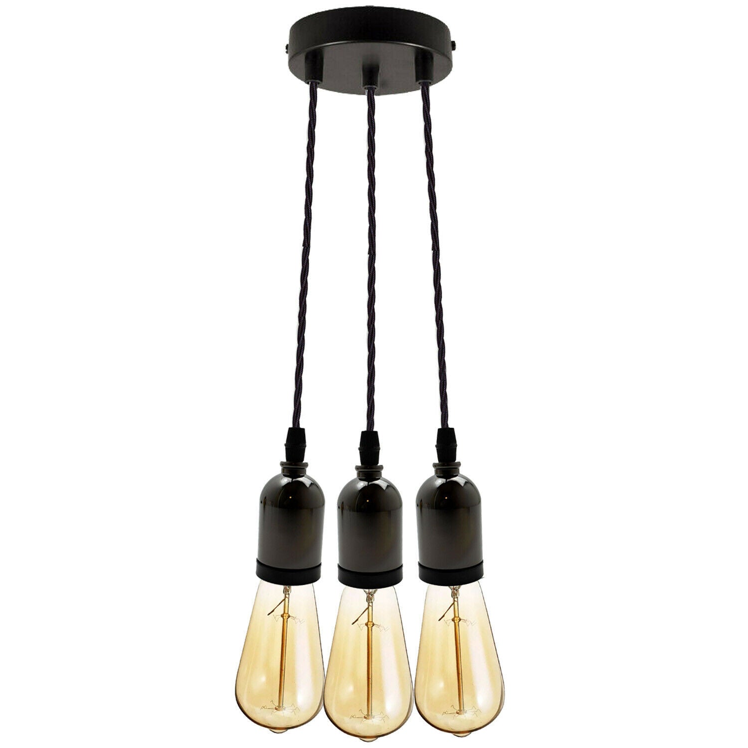 Black Multi Outlet E27 Metal Vintage Hanging Ceiling Pendant Lights~2058 - LEDSone UK Ltd