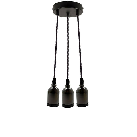 Lampes suspendues de plafond suspendues Vintage en métal E27 à prises multiples noires ~ 2058