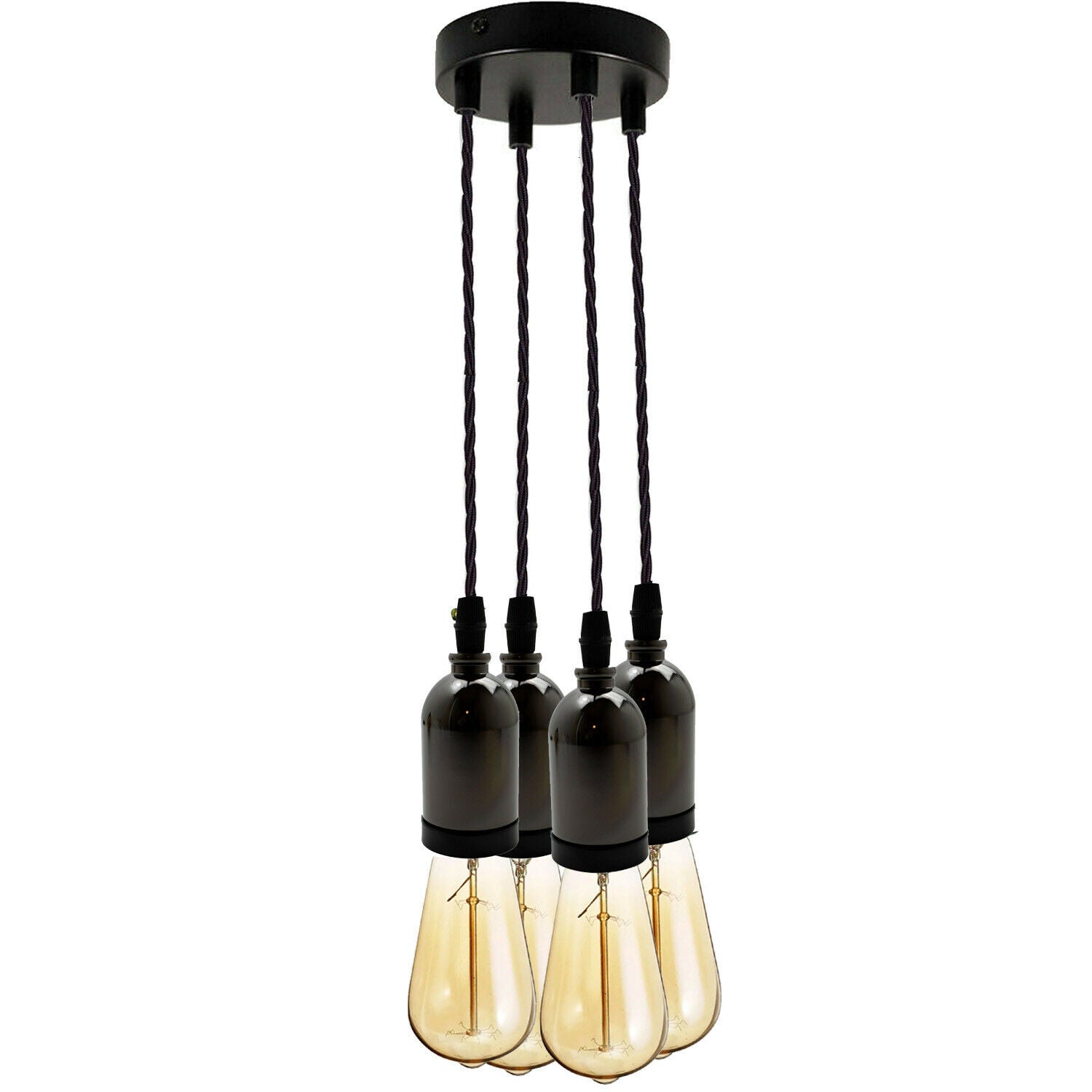 Black Multi Outlet E27 Metal Vintage Hanging Ceiling Pendant Lights~2058 - LEDSone UK Ltd