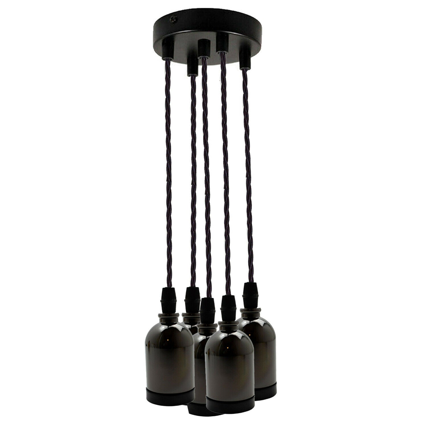 Black Multi Outlet E27 Metal Vintage Hanging Ceiling Pendant Lights~2058 - LEDSone UK Ltd