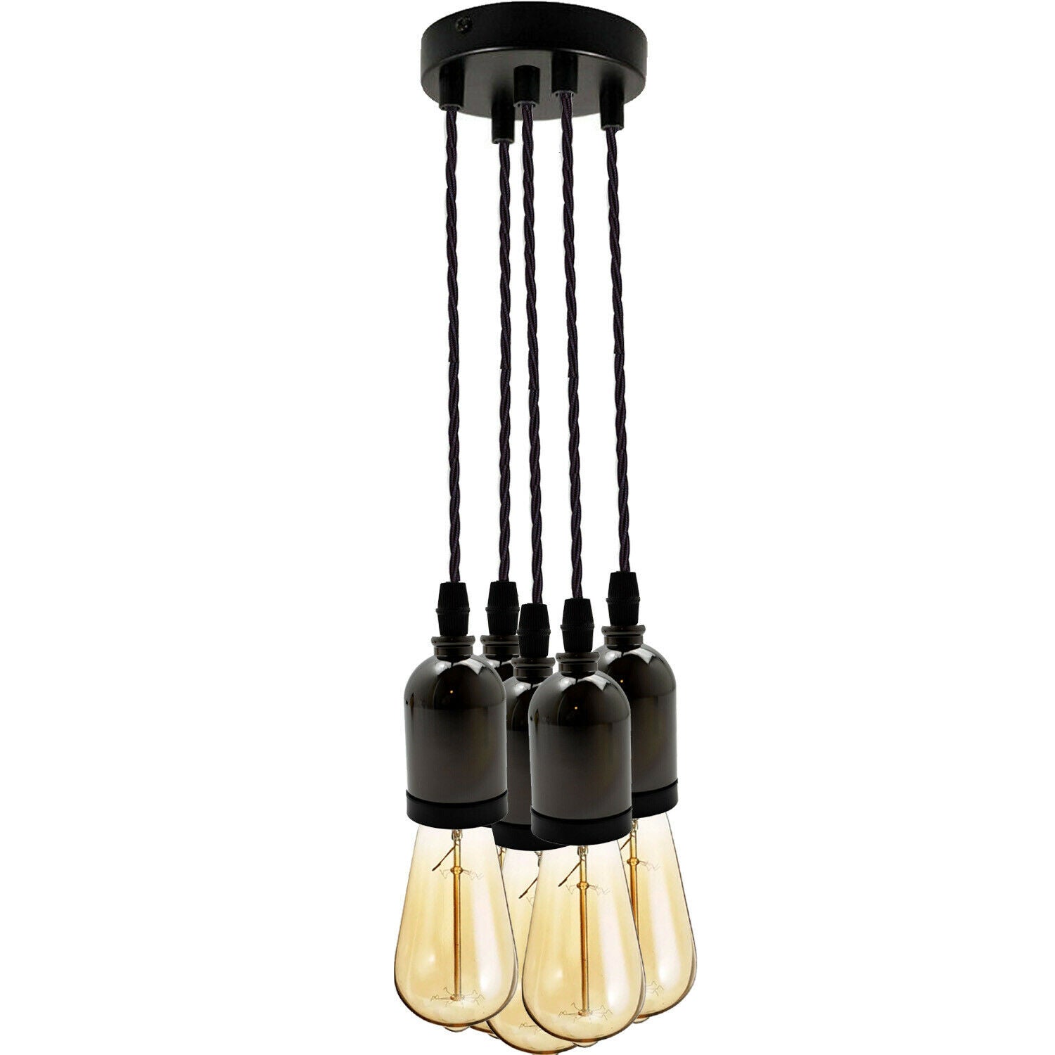 Black Multi Outlet E27 Metal Vintage Hanging Ceiling Pendant Lights~2058 - LEDSone UK Ltd