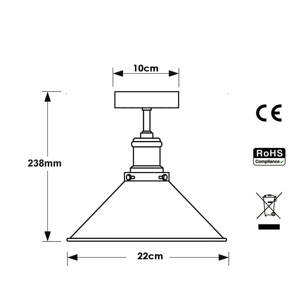 Modern Industrial Vintage Style Ceiling Light Fittings Metal Flush Mount Shade~2144 - LEDSone UK Ltd