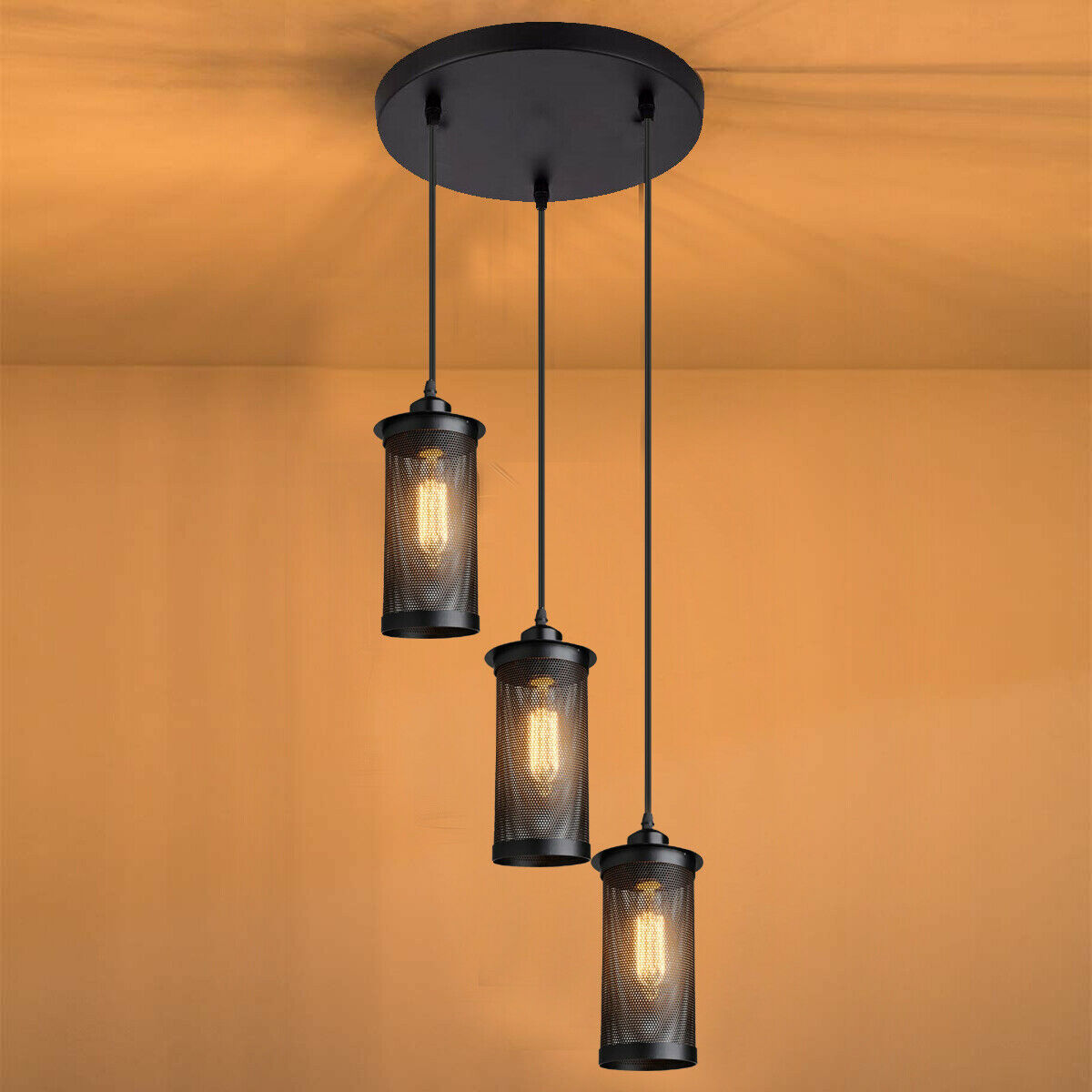 Modern Vintage Industrial Retro Loft Cluster Ceiling Lamp Shade Pendant Light UK~2148 - LEDSone UK Ltd