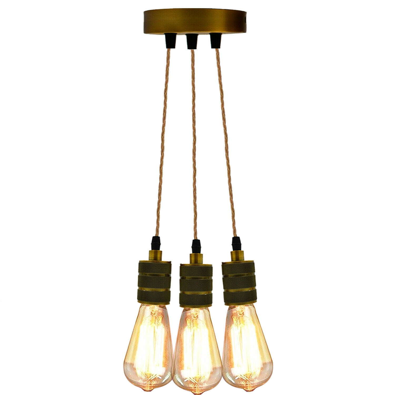 Ceiling Rose Industrial Pendant Light Fabric Flex 3Core Hanging Lamp Holder Kit~2059 - LEDSone UK Ltd