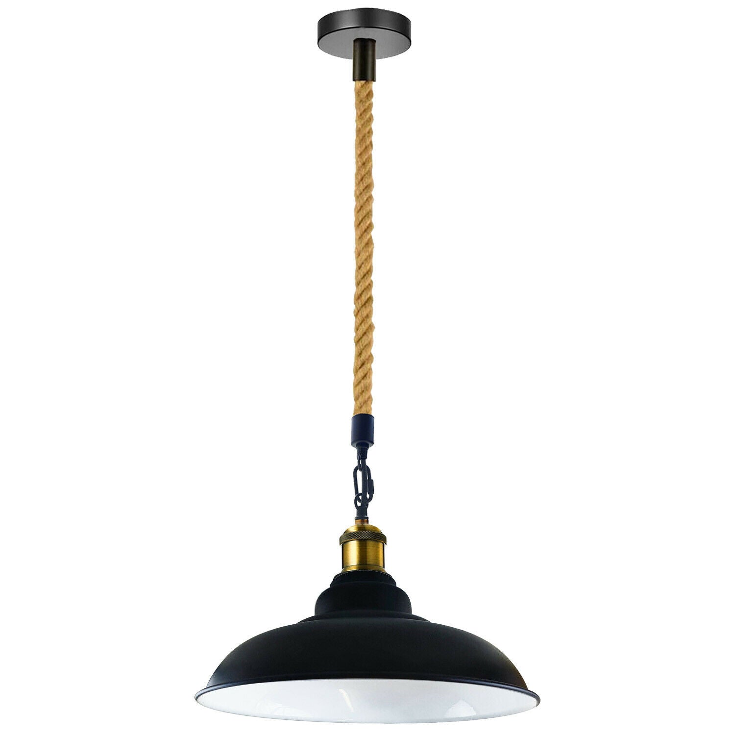 Black pendant light hemp rope hanging 