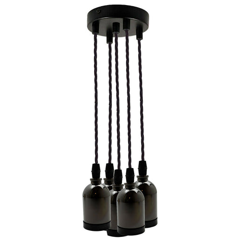 Moderne E27 Cluster Plafond Rose Suspension Tissu Flex Support De Lampe Raccord UK ~ 2057