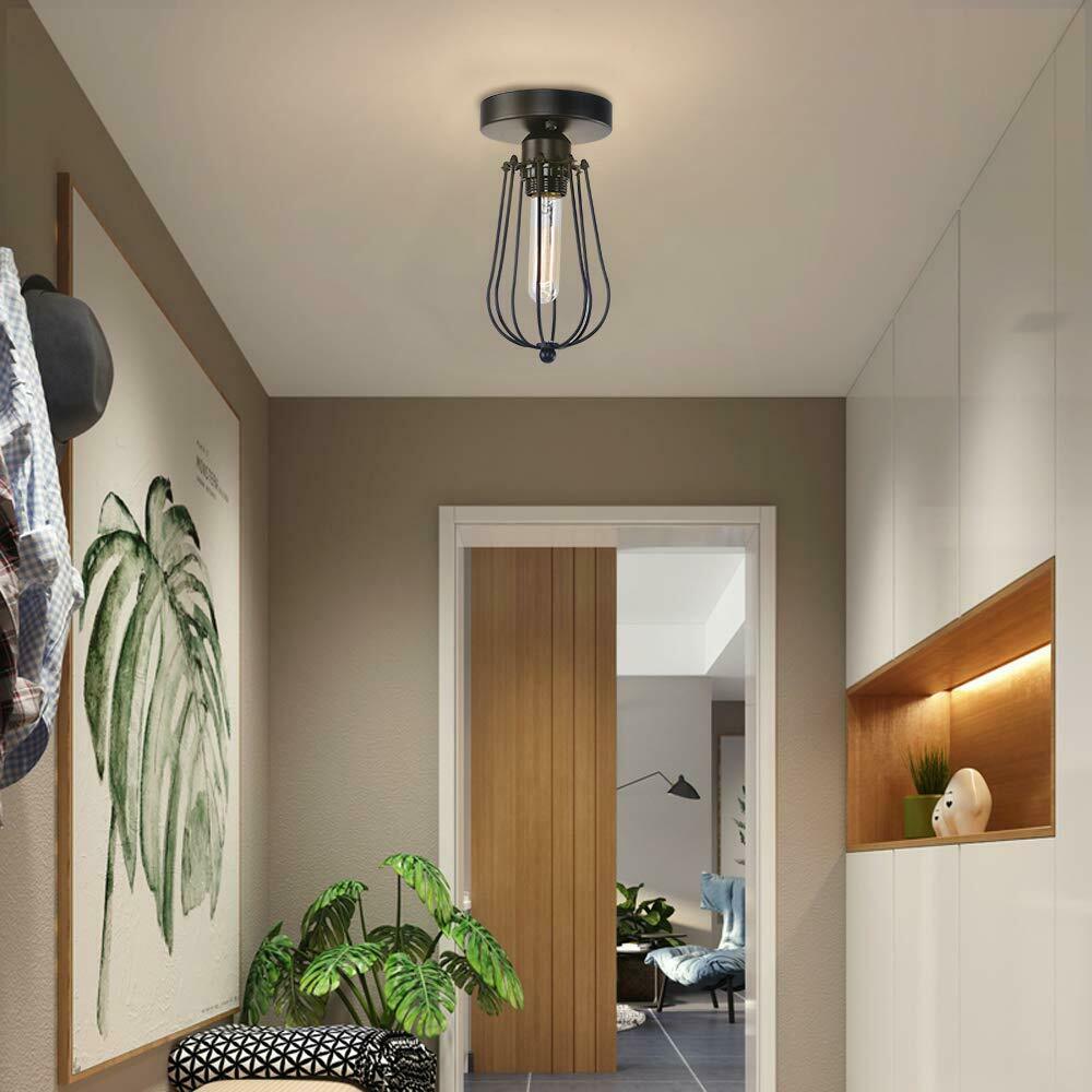 Hallway Ceiling Light black cage design 