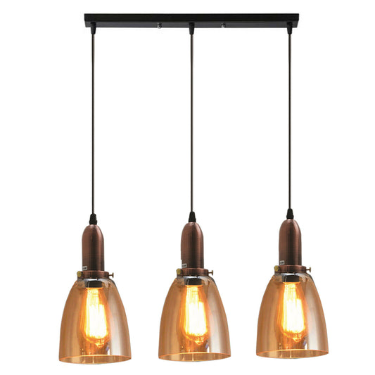 3 Head Retro Ceiling Light Glass Vintage Industrial E27 Base Holder Pendant Lamp UK~2095 - LEDSone UK Ltd