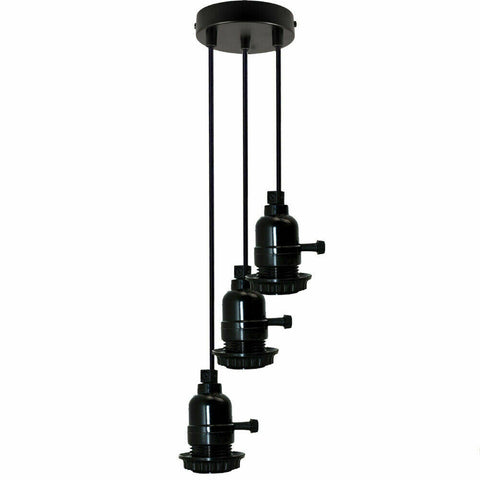 Plafonnier moderne noir à plusieurs voies, raccord d'ampoules LED, abat-jour UK ~ 2257