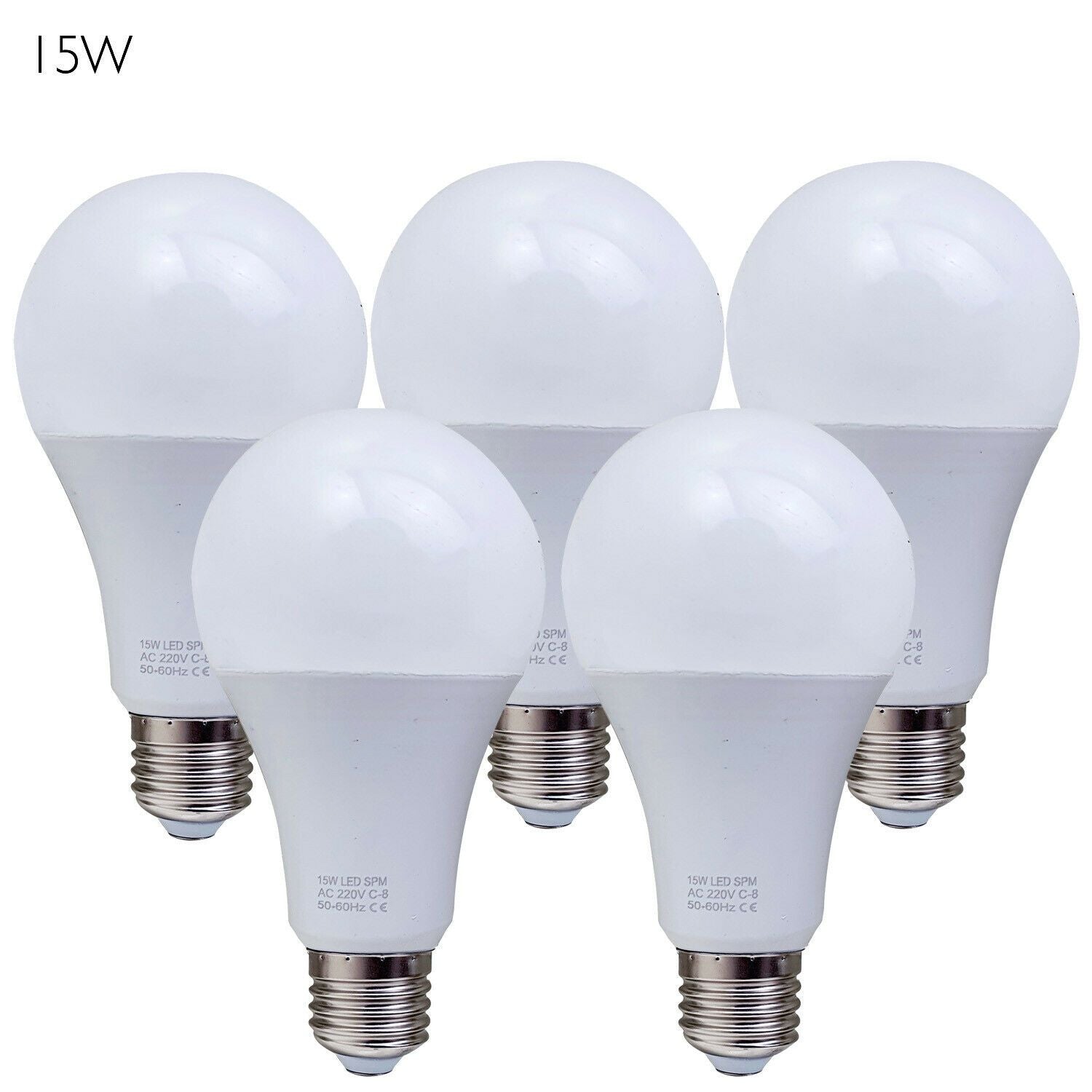 5 Pack A60 E27 Bulb Standard Base LED Light Bulbs 6000K Daylight White~1950 - LEDSone UK Ltd