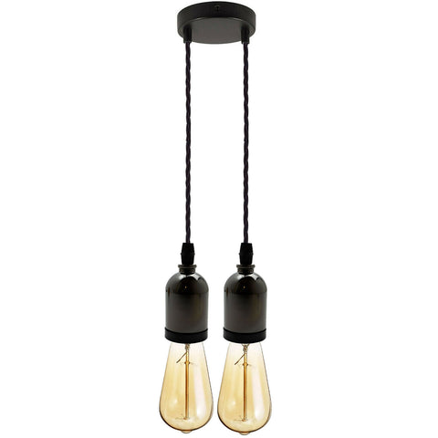 Moderne E27 Cluster Plafond Rose Suspension Tissu Flex Support De Lampe Raccord UK ~ 2057