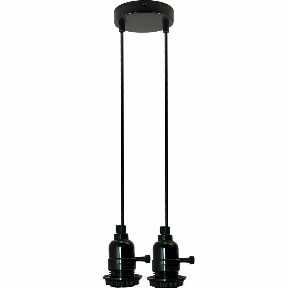 Multi Way Black Modern Ceiling Pendant Fitting LED Light Bulbs Lampshade UK~2257 - LEDSone UK Ltd