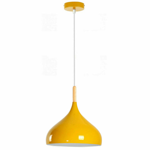Abat-jour suspendu jaune au plafond en métal industriel vintage ~ 2507