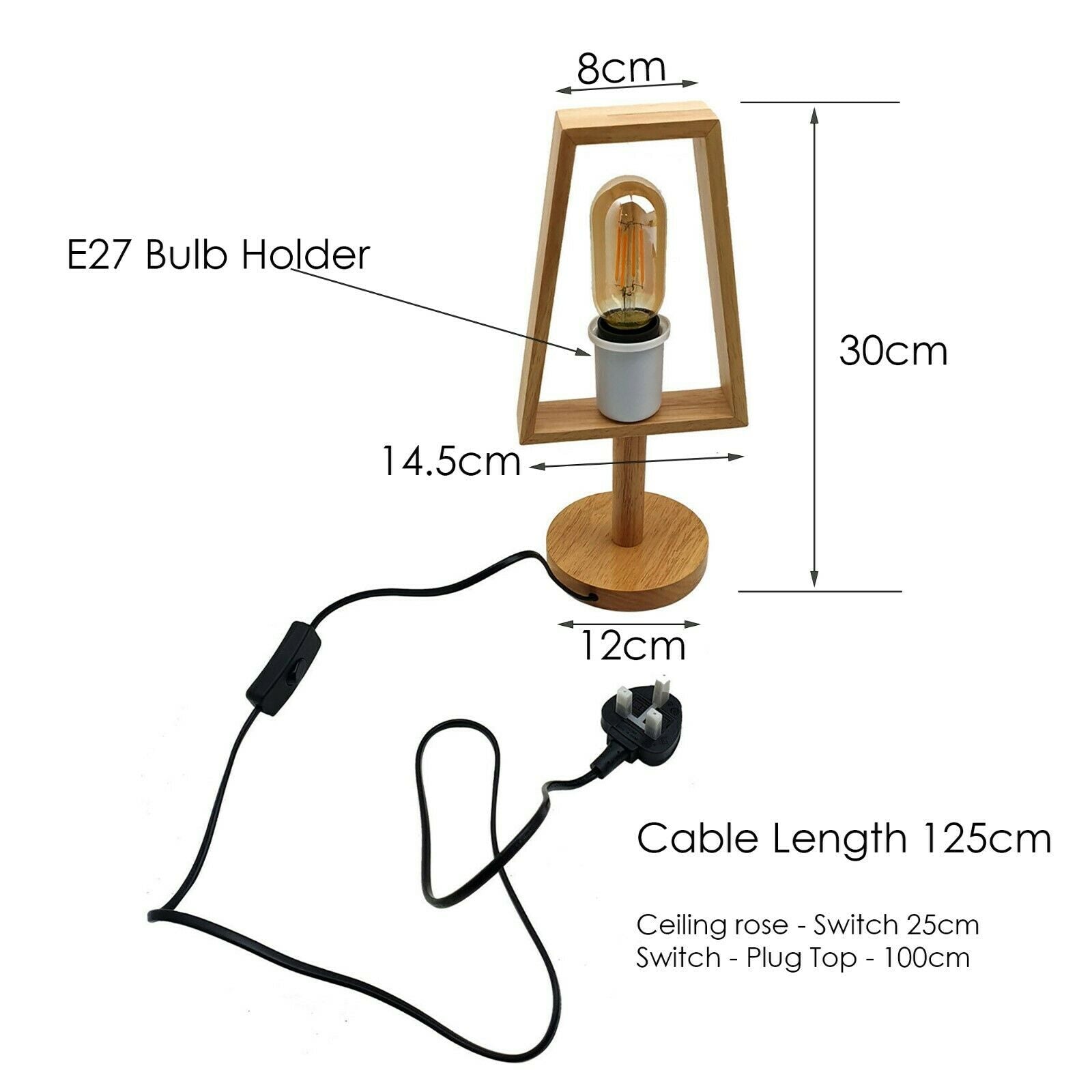 On/Off Switch Plug in Table Lamp Light size