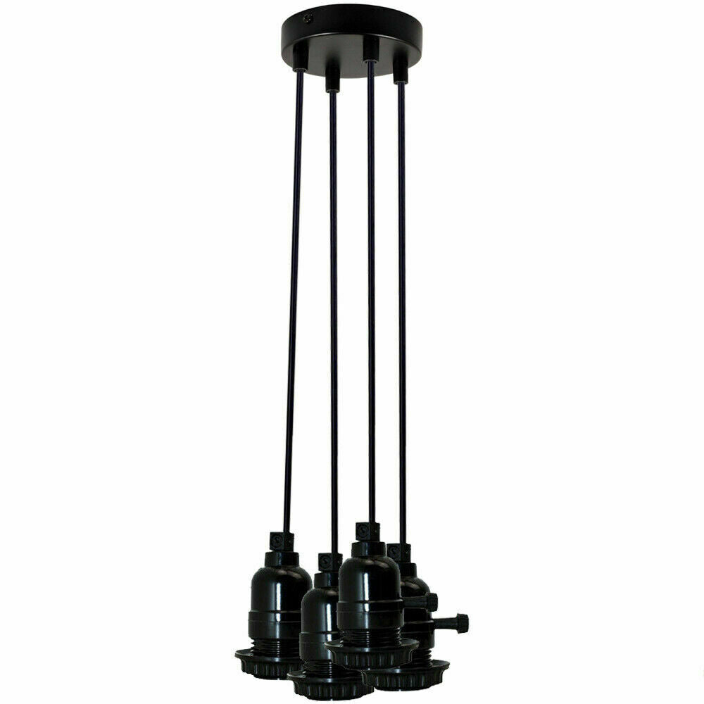 Multi Way Black Modern Ceiling Pendant Fitting LED Light Bulbs Lampshade UK~2257 - LEDSone UK Ltd