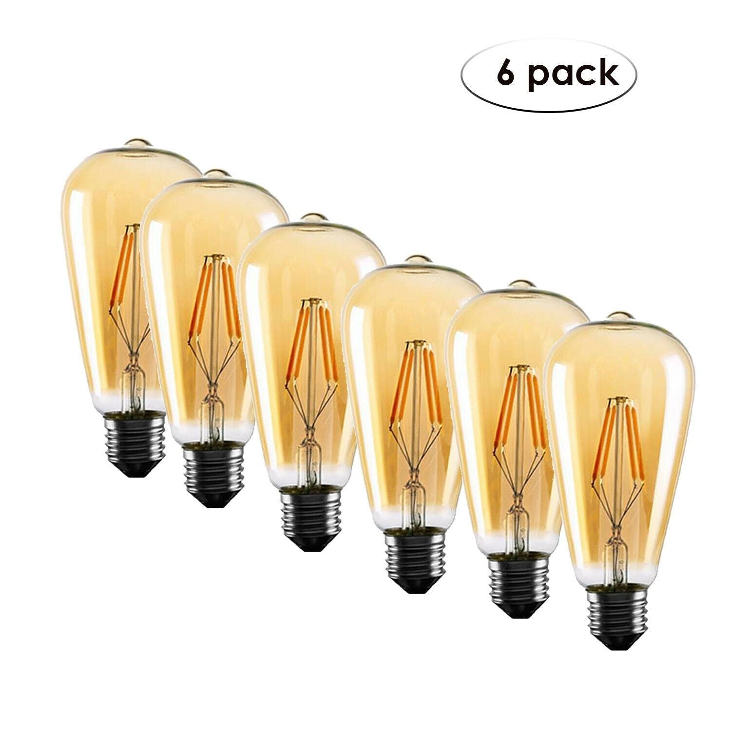 6 Pack Vintage E27 base Filament LED Edison Bulb Dimmable Decorative Industrial Light Bulbs - Shop for LED lights - Transformers - Lampshades - Holders | LEDSone UK