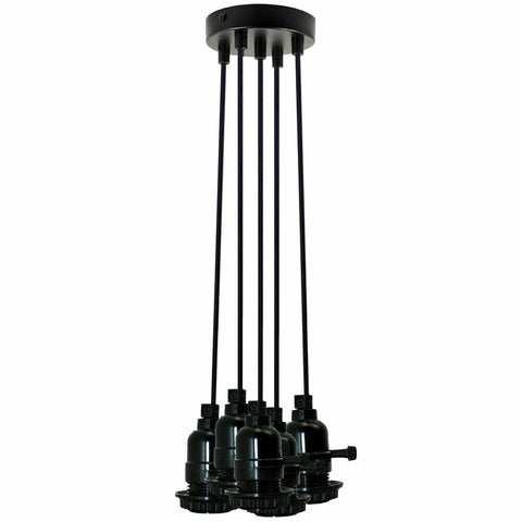 Plafonnier moderne noir à plusieurs voies, raccord d'ampoules LED, abat-jour UK ~ 2257