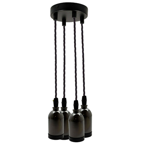 Moderne E27 Cluster Plafond Rose Suspension Tissu Flex Support De Lampe Raccord UK ~ 2057