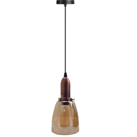 Plafonnier rétro en verre, lampe suspendue industrielle Vintage avec support de Base E27, UK ~ 2090