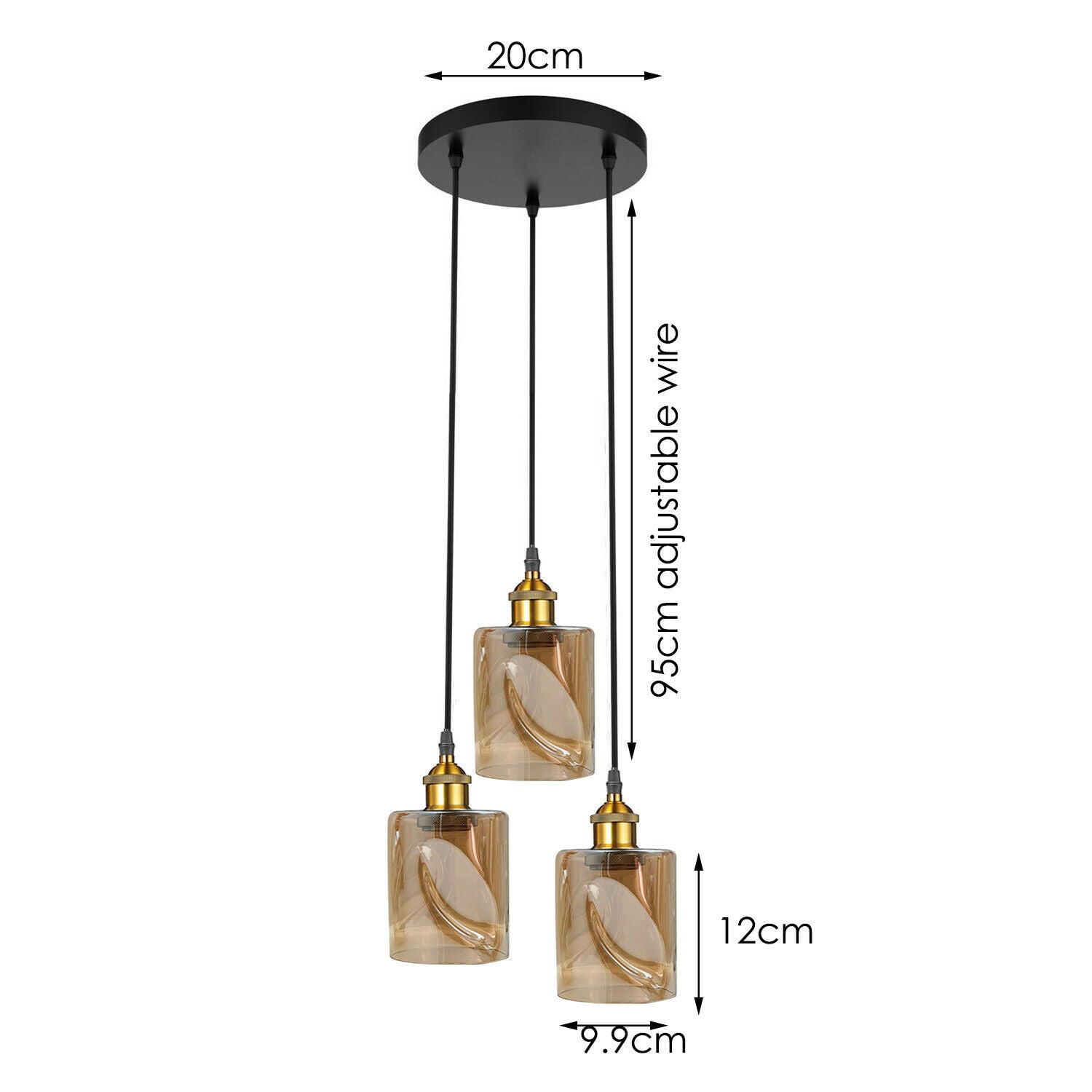 Vintage Industrial Retro Pendant Light Suspended Ceiling Lights Style Glass Lamp Shade~2054 - LEDSone UK Ltd