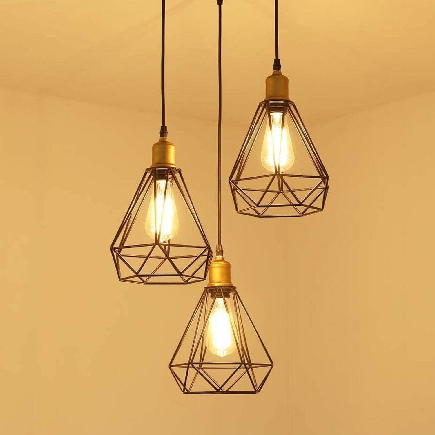 Vintage Industrial Retro Suspended 3 Head Ceiling Pendant Light Lampshade Light~2063 - LEDSone UK Ltd