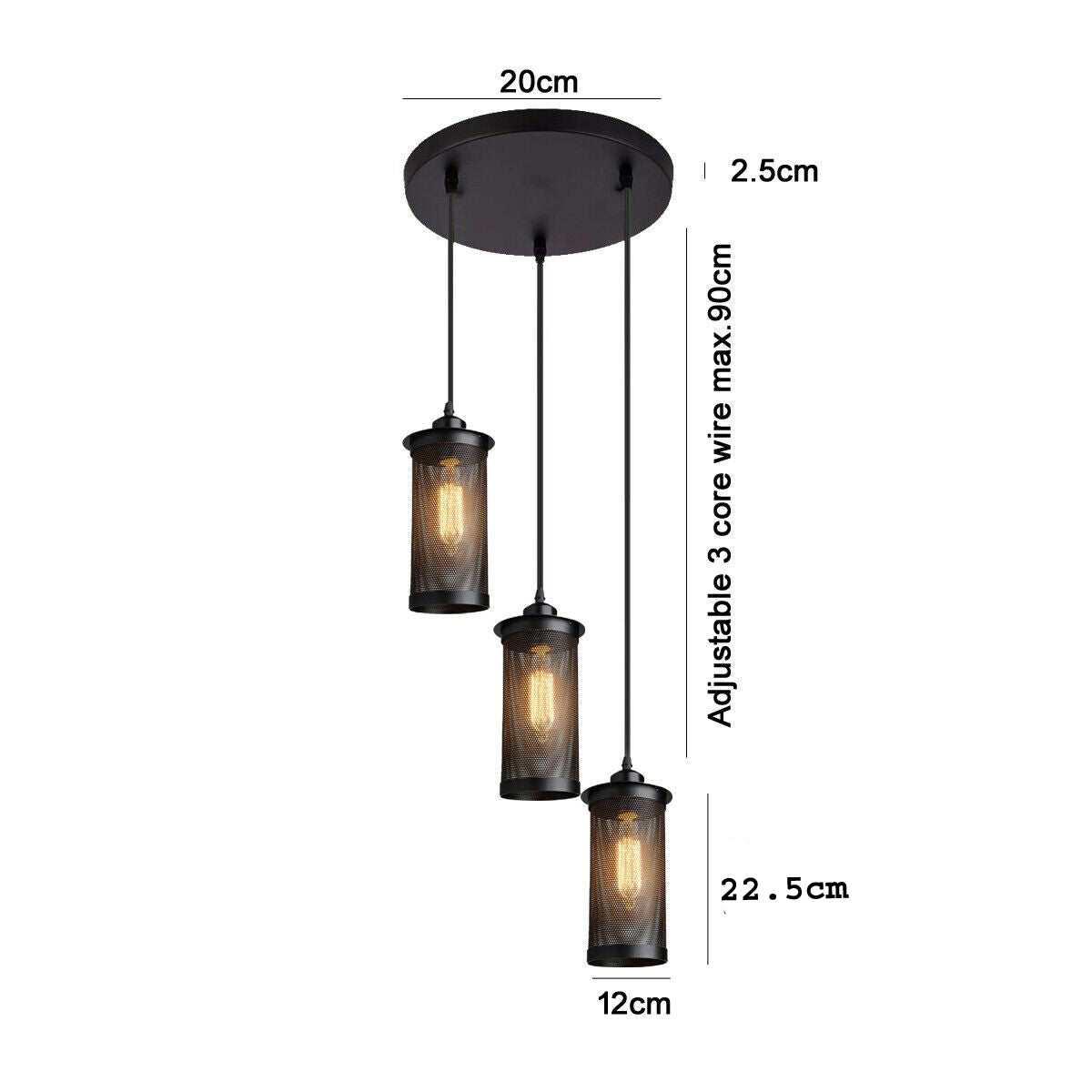 Modern Vintage Industrial Retro Loft Cluster Ceiling Lamp Shade Pendant Light UK~2148 - LEDSone UK Ltd