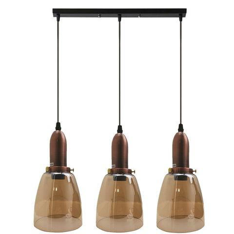 Plafonnier rétro à 3 têtes en verre, lampe suspendue industrielle Vintage avec support de Base E27, UK ~ 2095
