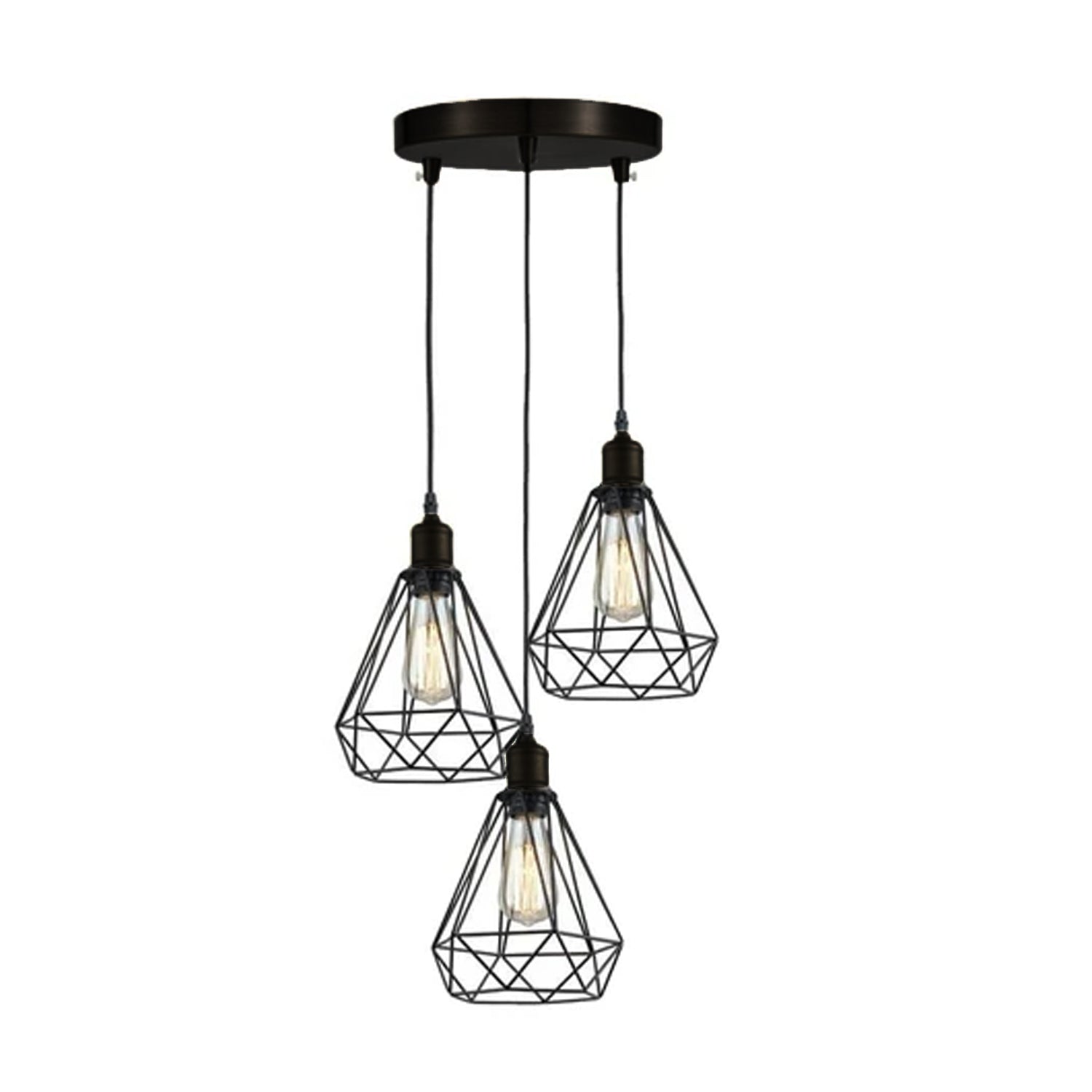 Vintage Industrial Retro Suspended 3 Head Ceiling Pendant Light Lampshade Light~2063 - LEDSone UK Ltd