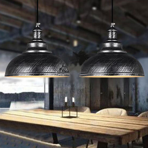 Plafonnier suspendu en argent brossé, lampe rétro, lustre industriel pour Loft ~ 3158