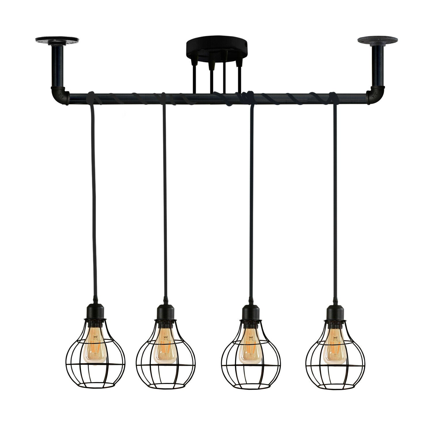 LEDSone Industrial Vintage 4  Head Ceiling Lights Metal Pipe Retro Loft Pendant Lamps~3558 - LEDSone UK Ltd