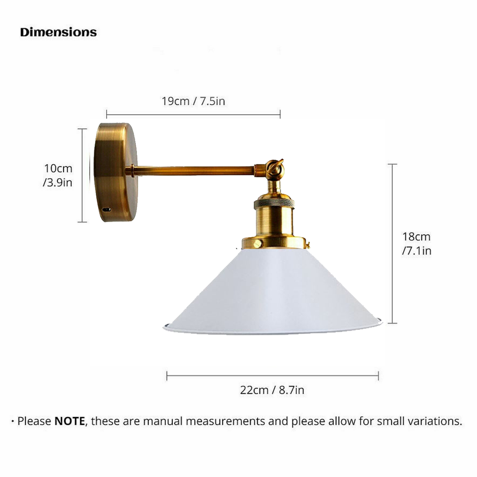 Wall Sconce With Yellow Brass with white Cone Shape Shade ~3512 - LEDSone UK Ltd