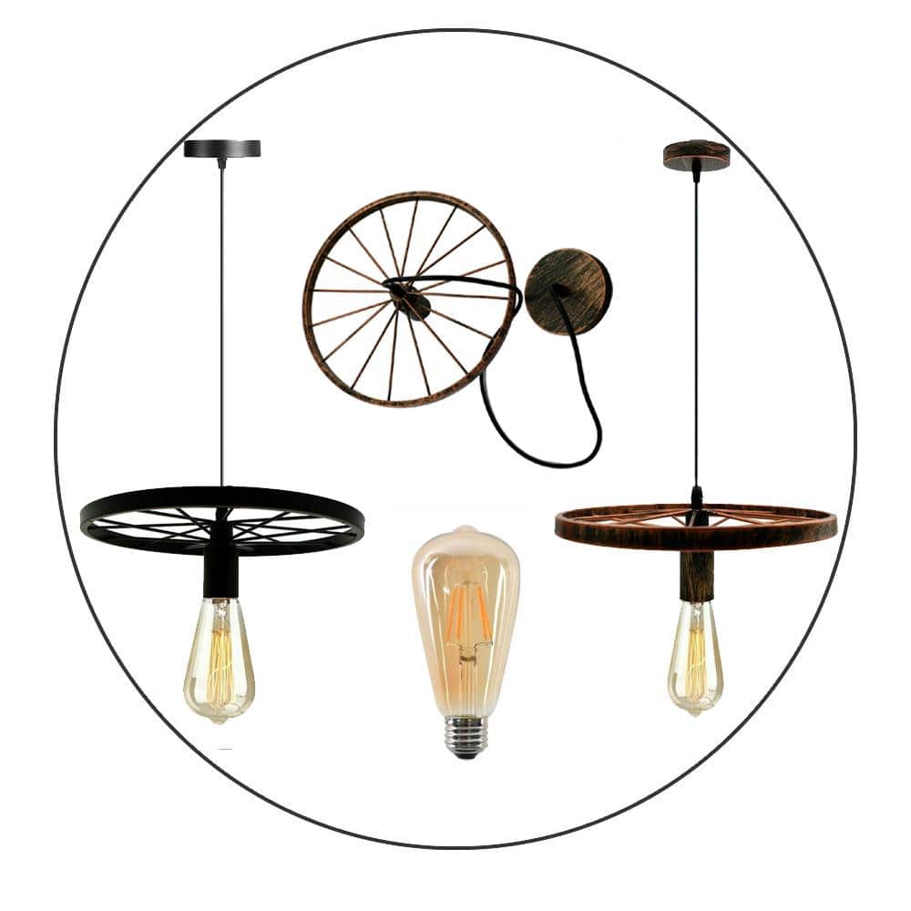 Modern Industrial Retro Pendant Lamp Ceiling Light Wheel Light for Bedroom cafe~2245 - LEDSone UK Ltd